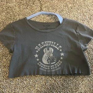 John Galt Grey Nashville Hailie Cropped Top